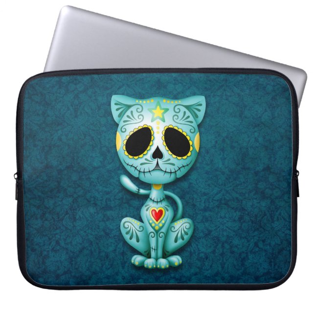Zombiesockerkattunge, blått laptop sleeve (Framsidan)
