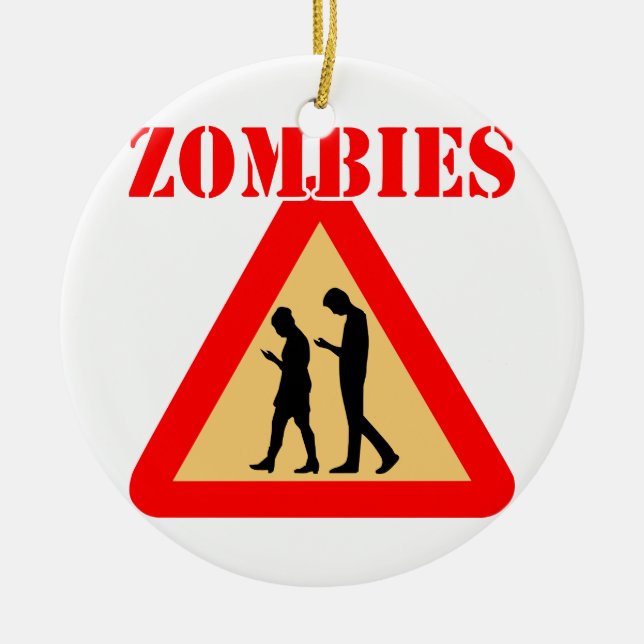 Zombietonåringar med celltelefoner julgransprydnad keramik (Framsidan)