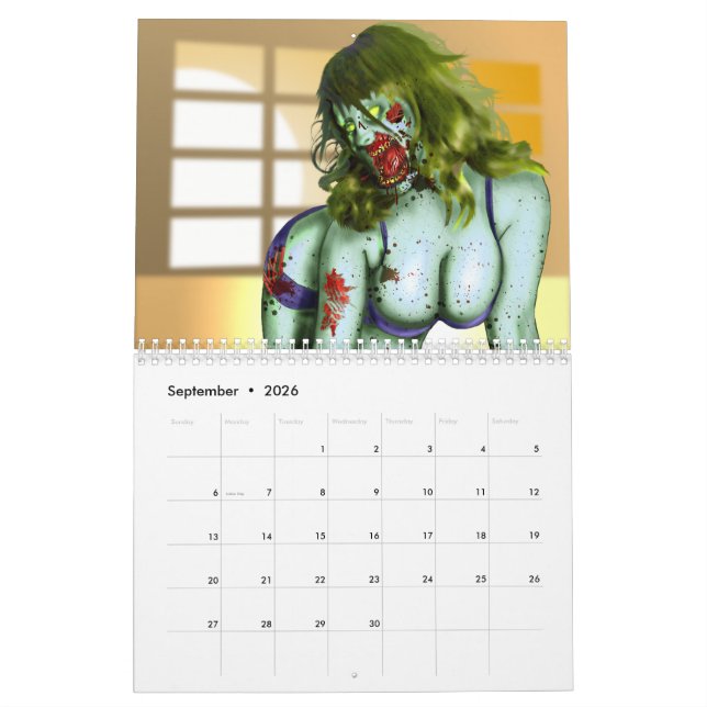 Zombieutvikningsbildkalender Kalender (Sep 2026)
