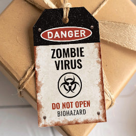 Zombievirus favor-etikett med rostig fara-tecken presentetikett