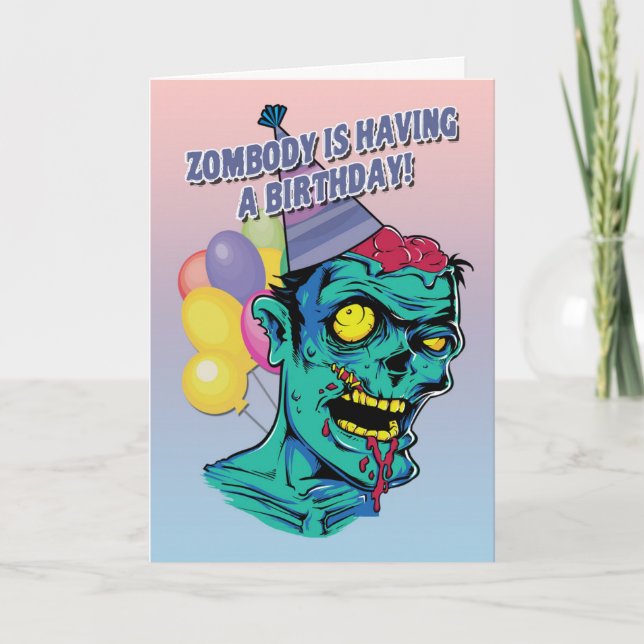 Zombody har ett födelsedagskort Zombie med Boll Kort (Framsida)