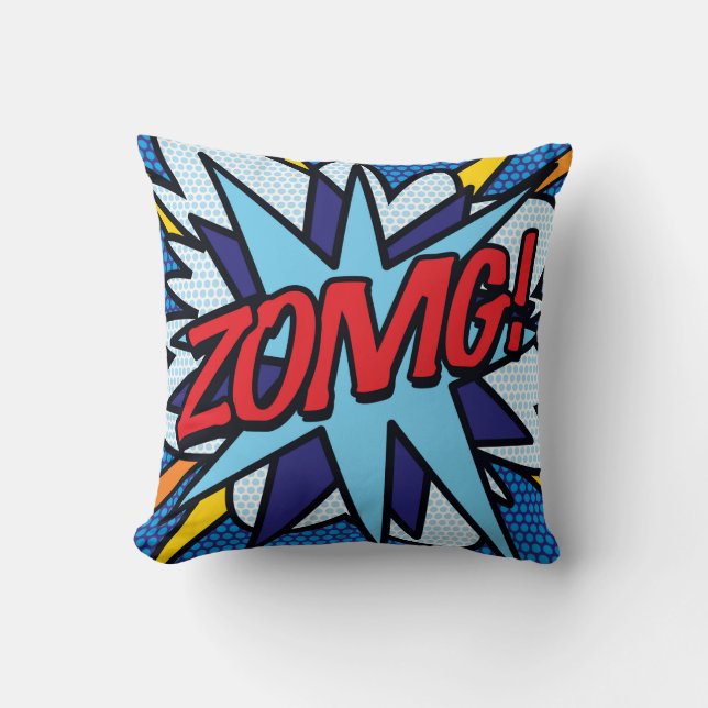 ZOMG KA-POW Kul Retro Serietidning Popkonst Kudde (Framsida)