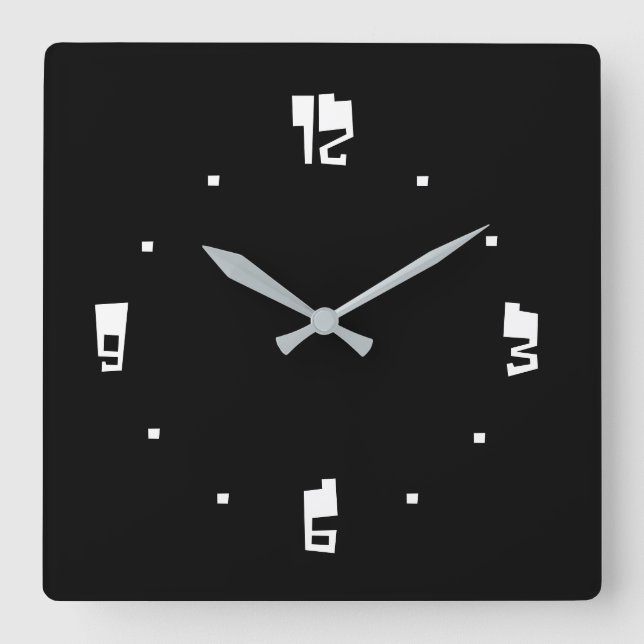 Zomz font Black and white> Plain Wall Clocks Fyrkantig Klocka (Framsida)