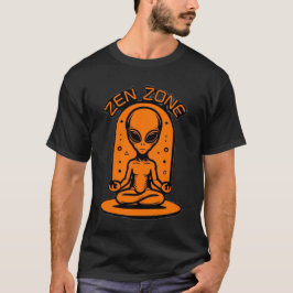 Zon grafik för Bright Orange Alien Meditation Zen T Shirt