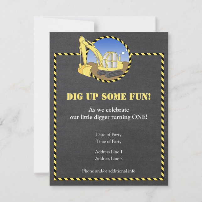 Zon kritafödelsedagsfest inbjudan för konstruktion (Framsida)