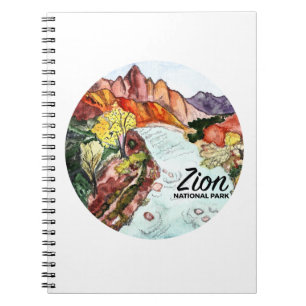 Zon National Park Virgin River Watercolor Anteckningsbok