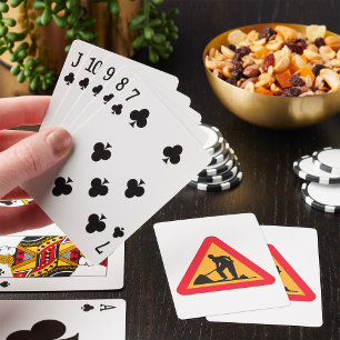 Zon varning för vägarbete före skyltning casinokort
