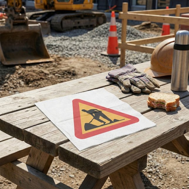 Zon varning för vägarbete före skyltning pappersservett (Skapare uppladdad)