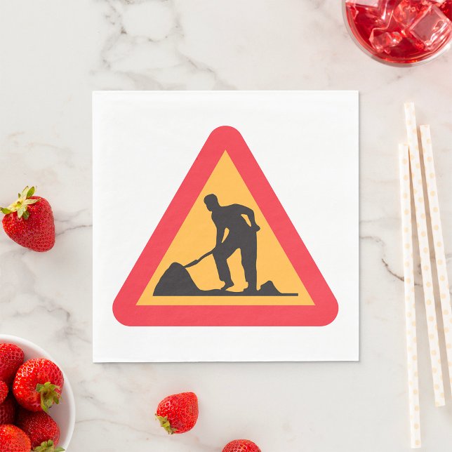 Zon varning för vägarbete före skyltning pappersservett (Skapare uppladdad)