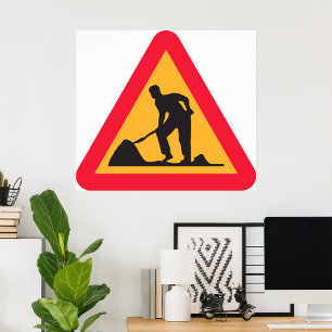 Zon varning för vägarbete före skyltning poster
