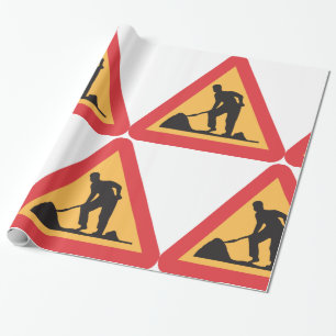 Zon varning för vägarbete före skyltning presentpapper