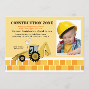 Zona Backhoe Boys Birthday Inbjudan