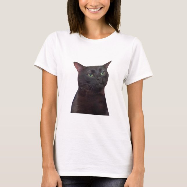 Zonerad ut katt, svart katt utan nos t shirt (Framsida)