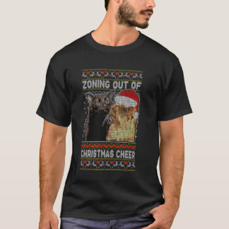 Zoning utanför jul Cheer Cat Staring Christma T Shirt