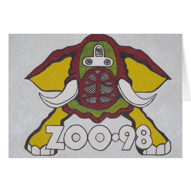 Zoo 98 Elephant Hälsningskort (Framsidan Horizontal)