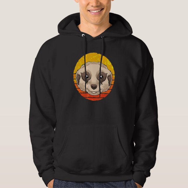 Zoo Animal Africa Safari Retro Meerkat Hoodie (Framsida)