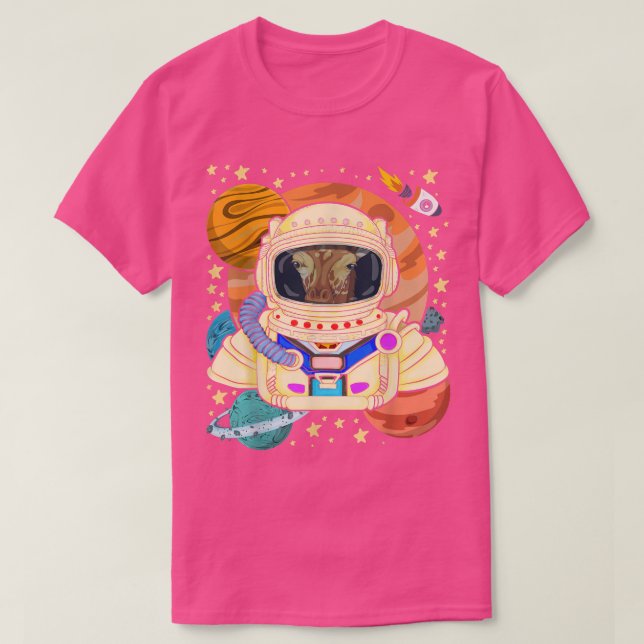 Zoo Animal Afrika Giraffe Space Scientist Rockets T Shirt (Design framsida)