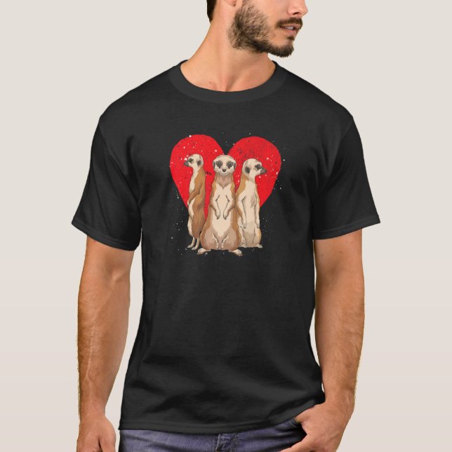 Zoo Animal Afrika Safari Heart Meerkat T Shirt (Framsida)