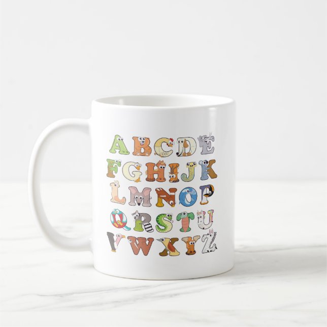 Zoo Animal Alphabet Brev ABCs Learning Kaffemugg (Vänster)