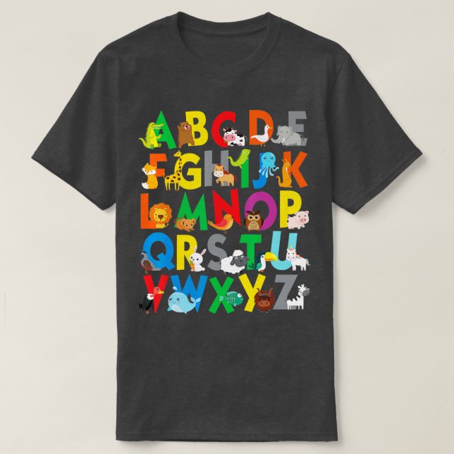 Zoo Animal Alphabet Shirt ABCs Learning for boys g T (Design framsida)