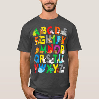 Zoo Animal Alphabet Shirt ABCs Learning for boys g T
