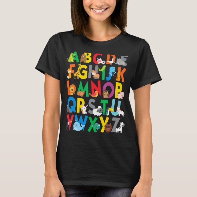 Zoo Animal Alphabet Shirt ABCs Learning for boys. T (Framsida)