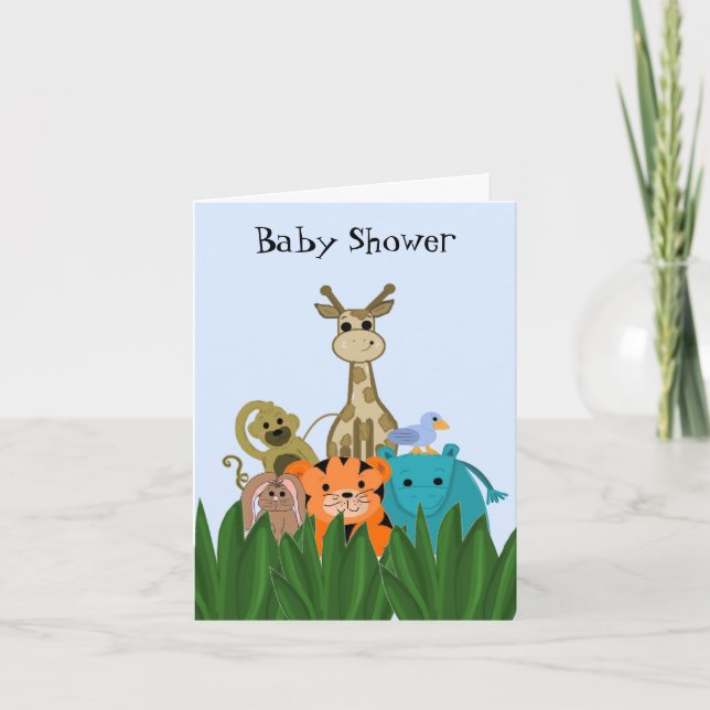 Zoo Animal Baby Shower Inbjudan (Framsida)