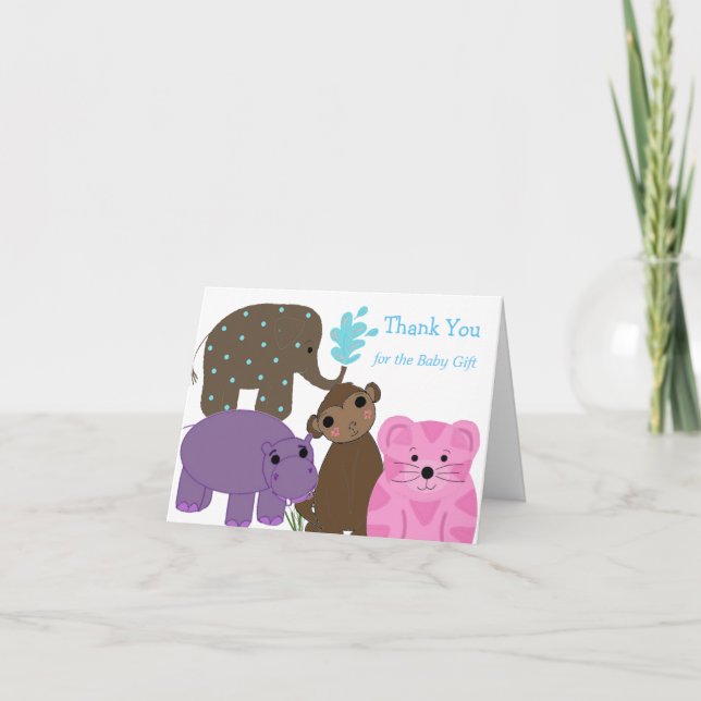 Zoo Animal Baby Shower Tack Kort (Framsida)