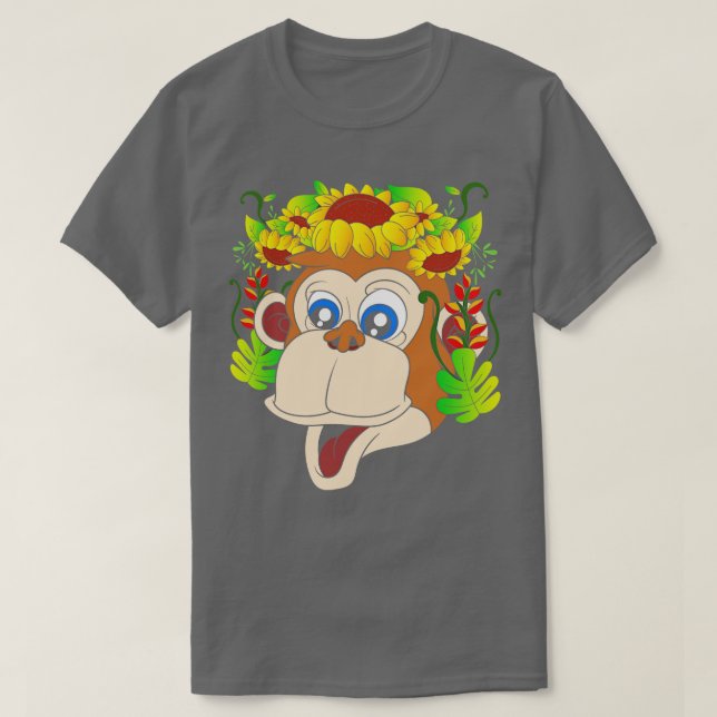 Zoo Animal Flowers Monkey T Shirt (Design framsida)