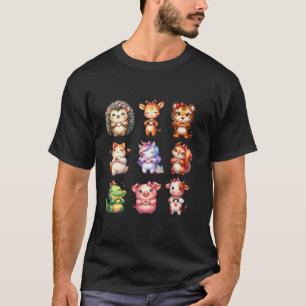 Zoo Animal Heart Hand Skriv Valentines day Girl To T Shirt