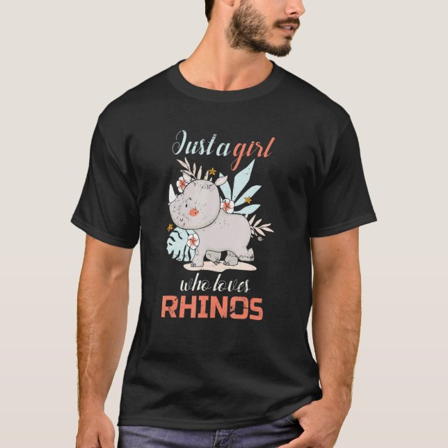 Zoo Animal Lover Girls Women Rhino T Shirt (Framsida)