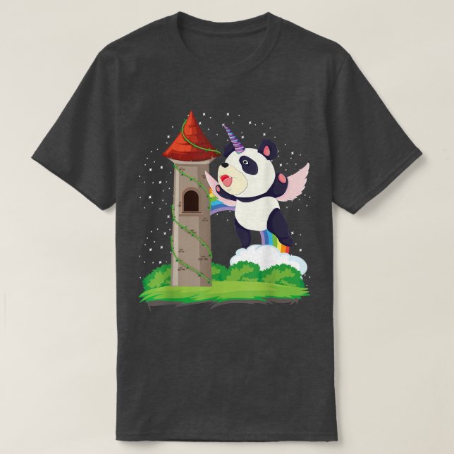 Zoo Animal Rainbow Pandacorn Magic Fairytale Uni T Shirt (Design framsida)