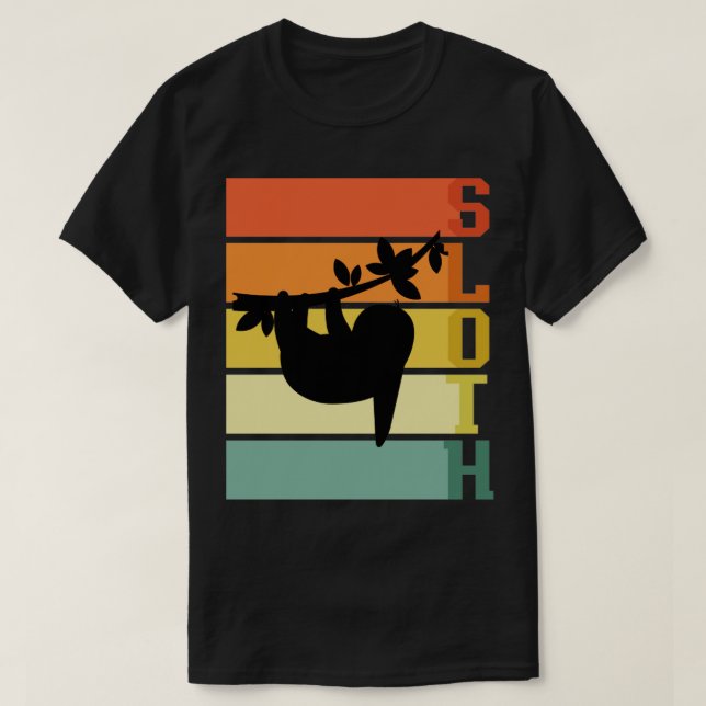 Zoo Animal Retro Hanging Sloth T Shirt (Design framsida)