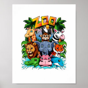Zoo Animal Shirt Kids Boys Girls Lärarskola Fi Poster