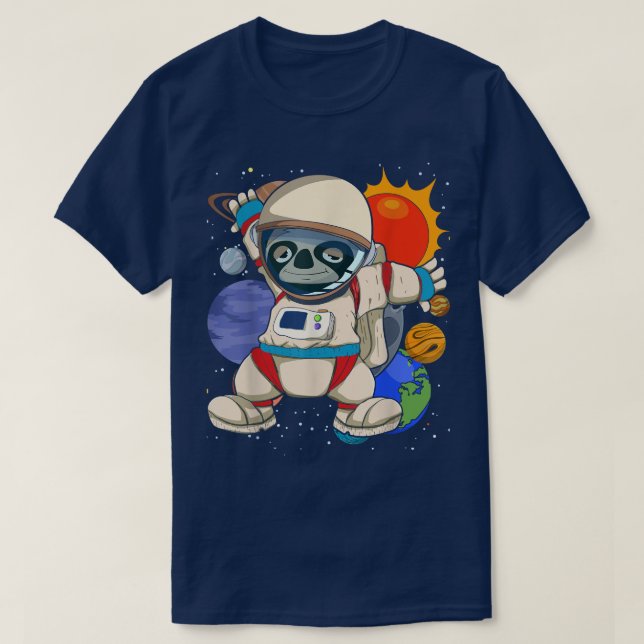 Zoo Animal Space Scientist Planets Universe Sloth T Shirt (Design framsida)