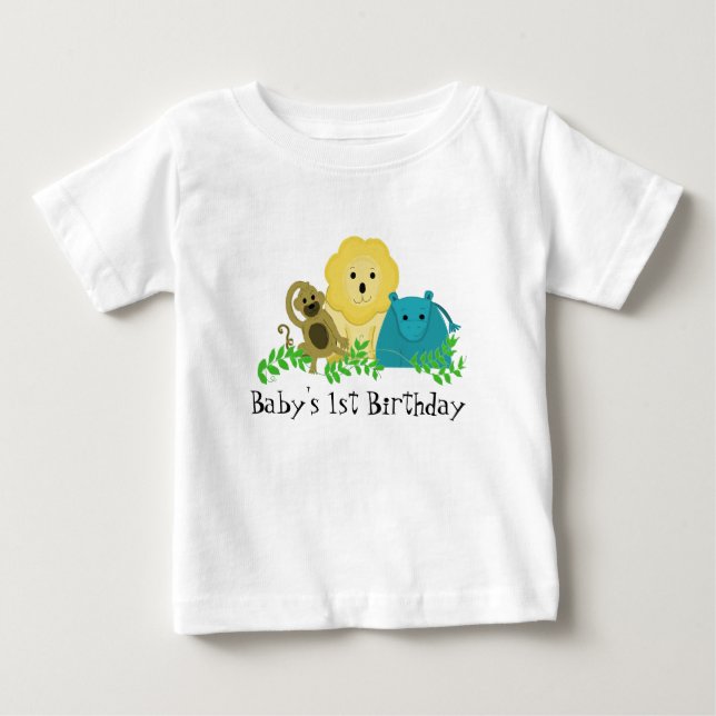 Zoo Animals Baby Artikel 1st Birthday Tee Shirt (Framsida)