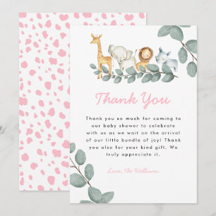 Zoo Animals Girl Baby Shower - tackkort Tack Kort