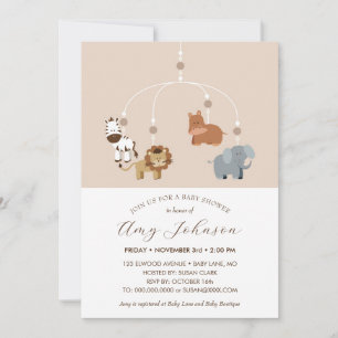 Zoo Animals Kön Neutral Baby Shower-inbjudan Inbjudningar