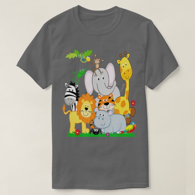 Zoo Animals Shirt Wildlife-Födelsedagsfesten en da T Shirt (Design framsida)