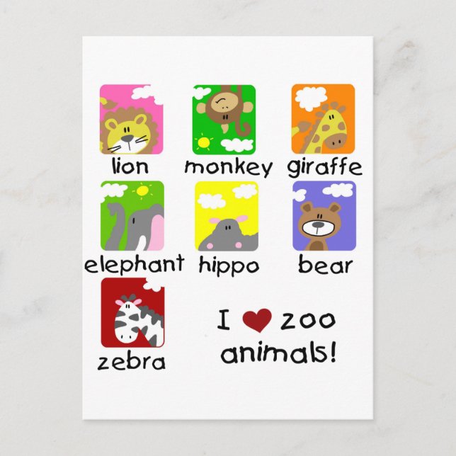 Zoo Animals Tshirts och Gifts Vykort (Framsida)