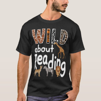 Zoo Animals Wild About Reading Books Reader Lover  T Shirt