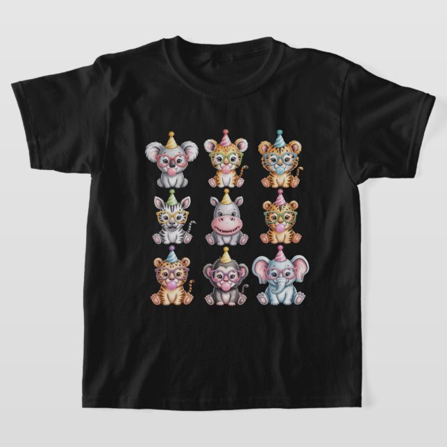 Zoo Animals Wildlife Birthday Party Zoo Day T Shirt (Laydown)