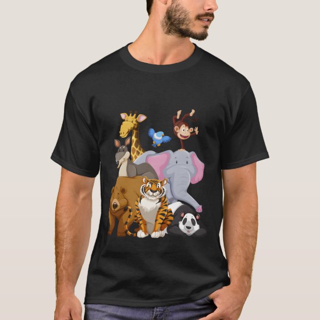 Zoo Animals Wildlife Dayee family T Shirt (Framsida)