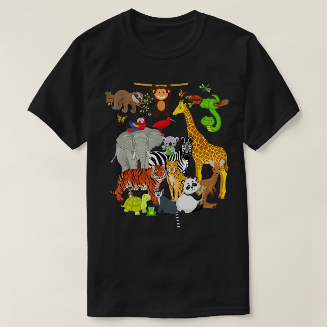 Zoo Animals Wildlife Födelsedagsfest Zoo Day 26 An T Shirt (Design framsida)