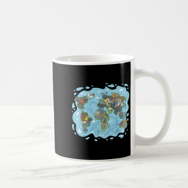 Zoo Animals World Map Planet Earth Ecological Syst Kaffemugg (Höger)