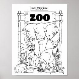 Zoo Art Coloring Art Zoo Birthday Worksheet Activi Poster