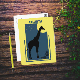 Zoo Atlanta Georgia Vintage Giraffe Vykort