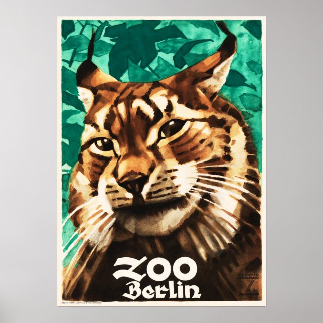 ZOO BERLIN Tyskland Zoological Garden 1930 Travel Poster (Framsidan)