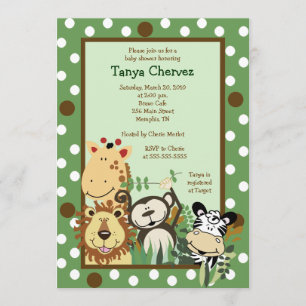 ZOO CREW Jungle Safari Baby Shower 5x7 Inbjudningar