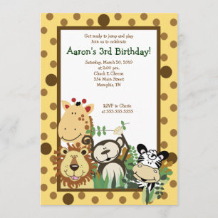 ZOO CREW Jungle Safari BIRTHDAY INBJUDAN 5x7